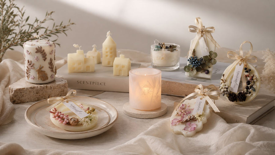 Gift box with wax tablets and gold ribbons