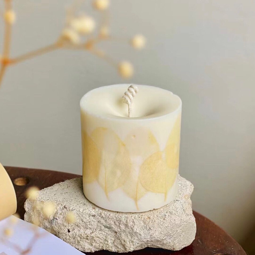 Eternal Ginkgo Petals Veneer Cylindrical Lilium Series Hand-made Aromatherapy Candle